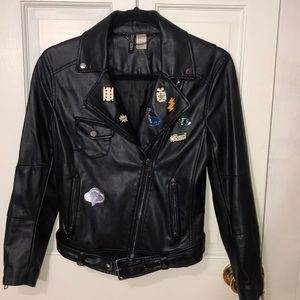 Cute leather motto jacket divided